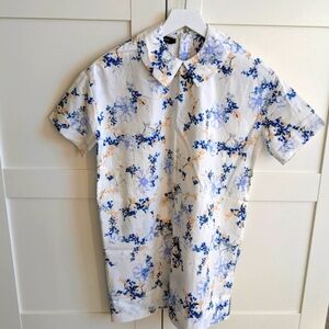 Bamboo Girls Peter Pan Collar Floral Oversized Shirt Dress Size 8